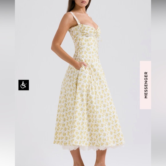 House of CB Rosalee Vintage Floral Print Cotton Bustier Midi Dress - Picture 3 of 9